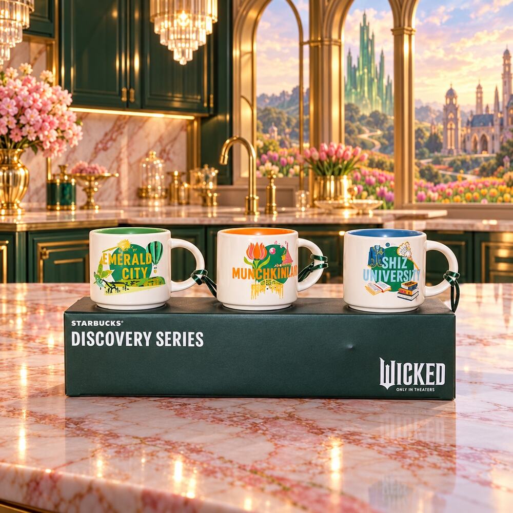 Universal Studios Wicked Starbucks Discovery Series 3 Mini Mug 2 Oz Ornament Set